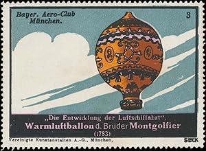 Reklamemarke Warmluftballon der Brüder Montgolfier