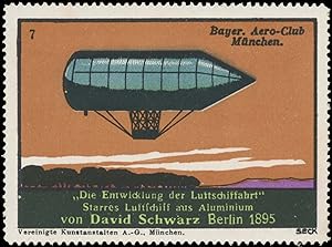 Reklamemarke Starres Luftschiff aus Aluminium von Davis Schwarz Berlin 1895