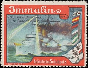 Seller image for Reklamemarke S.M.S. Frst Bismarck im Gefecht for sale by Veikkos