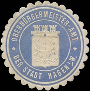 Bild des Verkufers fr Siegelmarke Brgermeister-Amt der Stadt Hagen in Westfalen zum Verkauf von Veikkos