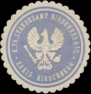 Bild des Verkufers fr Siegelmarke K.Pr. Standesamt Hirschberg in Schlesien zum Verkauf von Veikkos