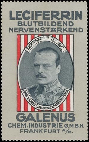 Bild des Verkufers fr Reklamemarke Ernst Ludwig von Hessen und bei Rhein zum Verkauf von Veikkos