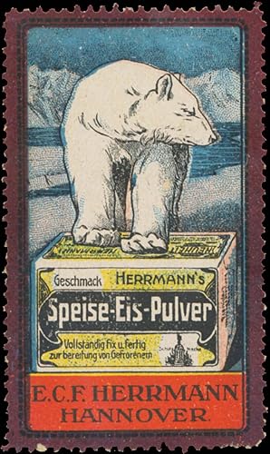 Seller image for Reklamemarke Herrmanns Speise-Eis-Pulver for sale by Veikkos