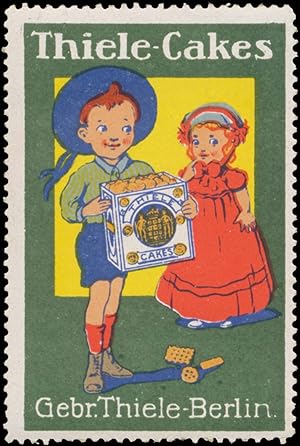 Bild des Verkufers fr Reklamemarke Kinder mit Thiele-Cakes zum Verkauf von Veikkos