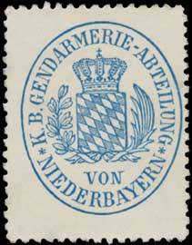 Siegelmarke K.B. Gendarmerie-Abteilung von Niederbayern