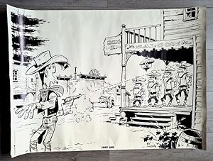 Image du vendeur pour Poster Gant Psychophot / Dargaud, en noir et blanc et offset de Lucky Luke et les Dalton. mis en vente par Librairie Victor Sevilla