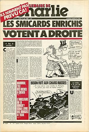 "LA SEMAINE DE CHARLIE N°5 du 11/6/1981" WOLINSKI :LES SMICARDS ENRICHIS VOTENT A DROITE / WILLEM...