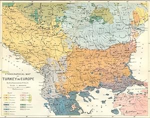 1881 Antique Ethnographical Map of Turkey