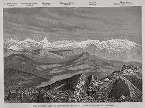 The Pennine Alps or Pennines in the western part of the Alps,1881 Antique Historical Print