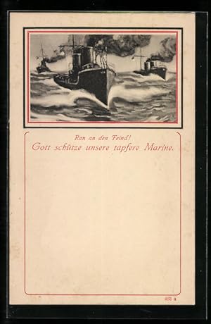Bild des Verkufers fr Knstler-Ansichtskarte Ran an den Feind!, Torpedoboote zum Verkauf von Bartko-Reher