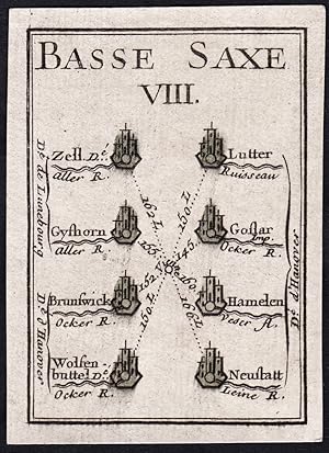 "Basse Saxe VIII" - Lutter Goslar Braunschweig Hameln Wolfenbüttel / Niedersachsen / Karte map carte