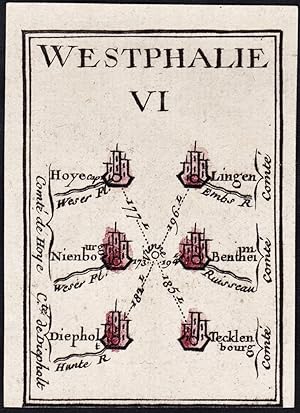 "Westphalie VI" - Hoya Lingen Nienburg Bentheim Diepholz Tecklenburg / Niedersachsen / Karte map ...