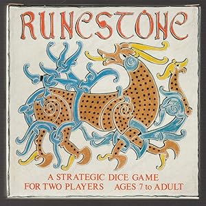 Runestone. A strategic dice game for two players. Ages 7 to adult.