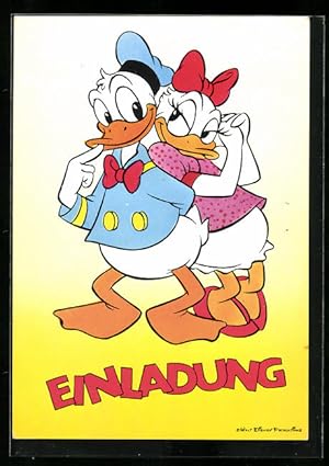 Ansichtskarte Donald und Daisy Duck schauen sich verliebt an