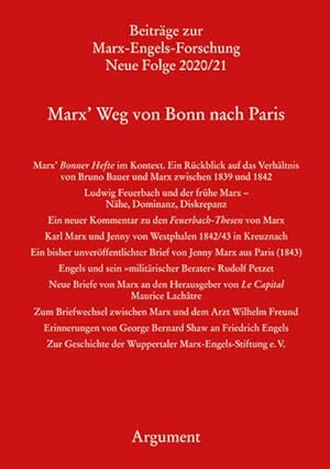 Bild des Verkufers fr Marx Weg von Bonn nach Paris. Beitrge zur Marx-Engels-Forschung: Neue Folge; zum Verkauf von nika-books, art & crafts GbR