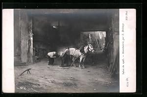 Ansichtskarte Schmied beschlägt das Pferd, Salon de 1908