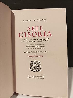 Imagen del vendedor de Arte Cisoria. (Arte de trinchar o cortar con cuchillo carnes y dems viandas). a la venta por Llibreria Antiquria Casals