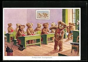 Ansichtskarte Teddykinder in der Teddyschule bei der Gesangsstunde