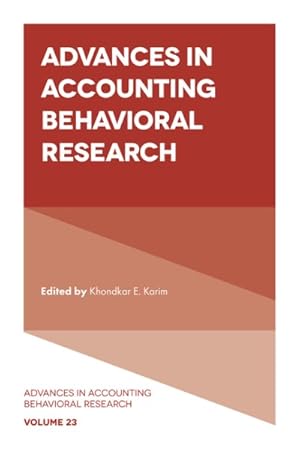 Bild des Verkufers fr Advances in Accounting Behavioral Research zum Verkauf von GreatBookPrices