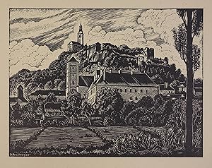 Güssing. Holzschnitt v. Ragimund Reimesch. Bayreuth 1943, 13,5 x 17,5 cm
