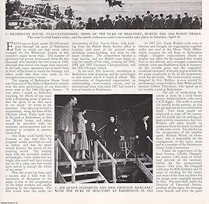 Seller image for Behind the Scenes at Badminton Horse Trials, Gloucestershire. Several pictures and accompanying text, removed from an original issue of Country Life Magazine, 1983. for sale by Cosmo Books