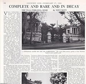 Bild des Verkufers fr The Villa Torlonia, Rome: Complete, Rare and in Decay. Several pictures and accompanying text, removed from an original issue of Country Life Magazine, 1986. zum Verkauf von Cosmo Books