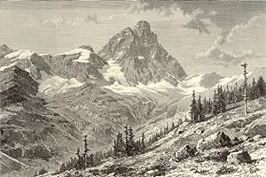 Mount Cervin seen from Plete,Val Tournanche,1881 Antique Print