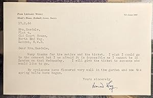 Typed letter signed by Leonard Woolf