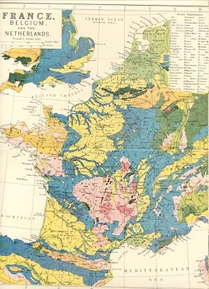 1881 Antique Geological Map of France