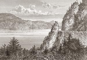 The Lake of the Four Cantons, Lake Lucerne or Vierwaldstettersee in central Switzerland,1881 Anti...