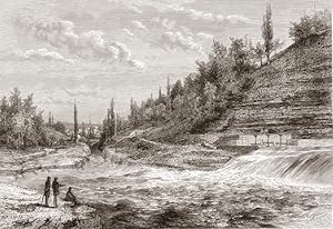 La Perte du Rhone at Bellegrade in the Ain department of eastern France,1881 Antique Print