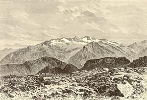 The Maladetta Mountain Range from summit of Posets,1881 Antique Print