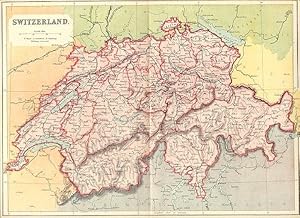 1884 1800s Antique Map of Switzerland