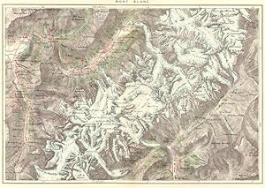 1881 1800s Antique Map of Mont Blanc