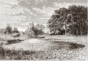 The Loiret in the Centre-Val de Loire region of France,1881 Antique Print