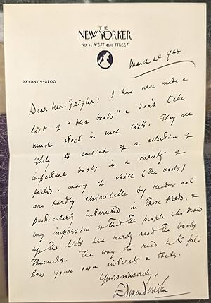 Handwritten letter to John A. Zeigler by Edmund Wilson