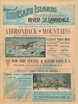 Bild des Verkufers fr Original 1891 The New York Central & Hudson River R.R. Ad for Adirondack Mountains Service zum Verkauf von CorgiPack