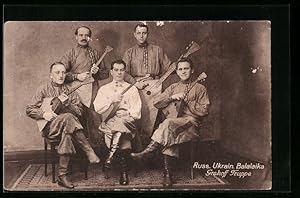 Bild des Verkufers fr Ansichtskarte Russ. Ukrain. Balalaika Grekoff Truppe mit Instrumenten zum Verkauf von Bartko-Reher