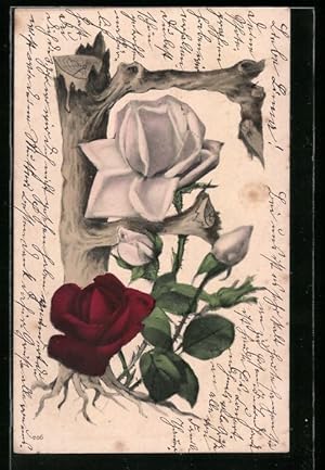 Bild des Verkufers fr Ansichtskarte Buchstabe F mit weisser und roter Rose zum Verkauf von Bartko-Reher