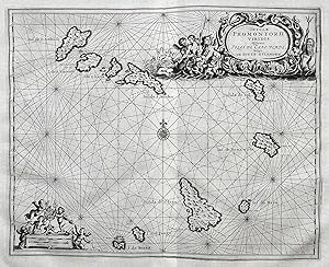 Imagen del vendedor de Insulae Promontorii Viridis" - Cabo Verde Cape islands Inseln Kap / Africa Afrika Afrique / map Karte a la venta por Antiquariat Steffen Vlkel GmbH