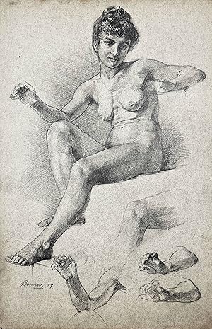 Bild des Verkufers fr (Sitzender weiblicher Akt / Female nude in seated position) zum Verkauf von Antiquariat Steffen Vlkel GmbH