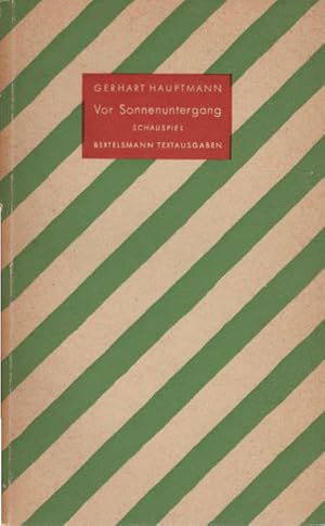 Imagen del vendedor de Vor Sonnenuntergang : Schauspiel. Bertelsmann Textausgaben a la venta por Schrmann und Kiewning GbR