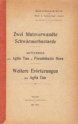 Immagine del venditore per Zwei blutsverwandte Schwrmerbastarde mit weitgehenden morphologischen und physiologischen Unterschieden - Mutations chez Aglia Tau et Pseudohazis Hera - Weitere Errterungen ber Aglia Tau, L. und ber einige Ergebisse aus Zucht-Experimenten mit dieser Art venduto da ConchBooks