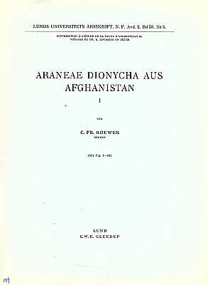Bild des Verkufers fr Araneae Dionycha aus Afghanistan I zum Verkauf von ConchBooks