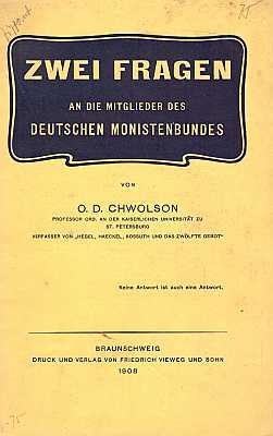 Imagen del vendedor de Zwei Fragen an die Mitglieder des Deutschen Monistenbundes a la venta por ConchBooks