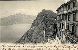 Ansichtskarte / Postkarte Bürgenstock Kanton Nidwalden, Blick auf See und Rigi