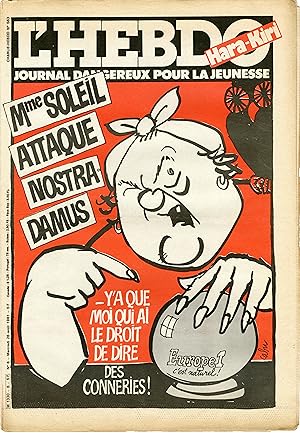 Image du vendeur pour L'HEBDO HARA-KIRI N6 du 26/8/1981" CABU : Mme SOLEIL ATTAQUE NOSTRADAMUS / CABU : AMOURS DE VACANCES, ET PETITES ANNONCES / CORRESPOND AU N563 DE CHARLIE-HEBDO mis en vente par Mad-Museum