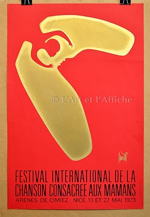 Affiche FESTIVAL INTERNATIONAL DE LA CHANSON CONSACRÉE AUX MAMANS, Raymond MORETTI 1973