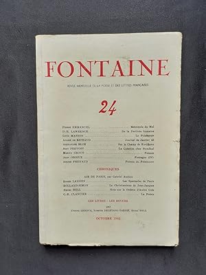 Bild des Verkufers fr Fontaine, revue mensuelle de la nouvelle posie et des lettres franaises : n24, octobre 1942. zum Verkauf von Le Livre  Venir