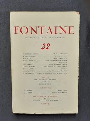 Bild des Verkufers fr Fontaine, revue mensuelle de la nouvelle posie et des lettres franaises : n32, 1944. zum Verkauf von Le Livre  Venir